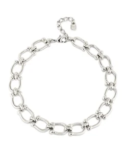 Collar bañado en plata con eslabones medianos