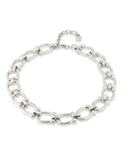 Collar bañado en plata con eslabones medianos