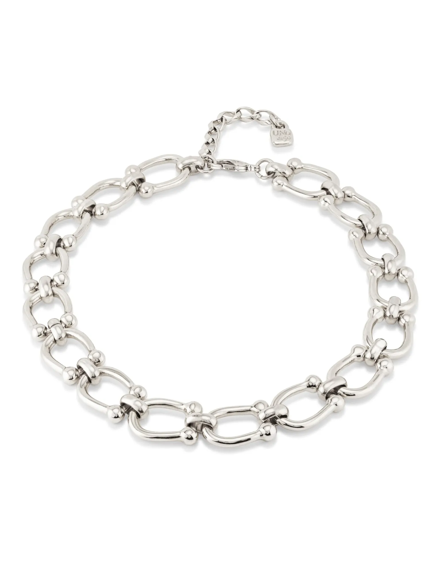 Collar bañado en plata con eslabones medianos