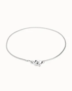 Collar bañado en plata con mosquetón entrelazado