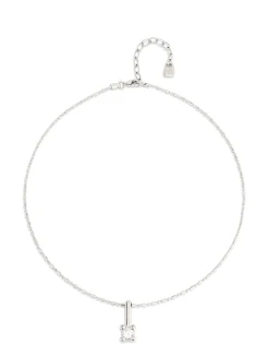 Collar bañado en plata de ley y circonita central blanca