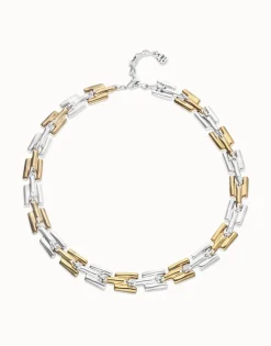 Collar con eslabones combinados en baño de oro y plata