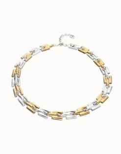 Collar con eslabones combinados en baño de oro y plata