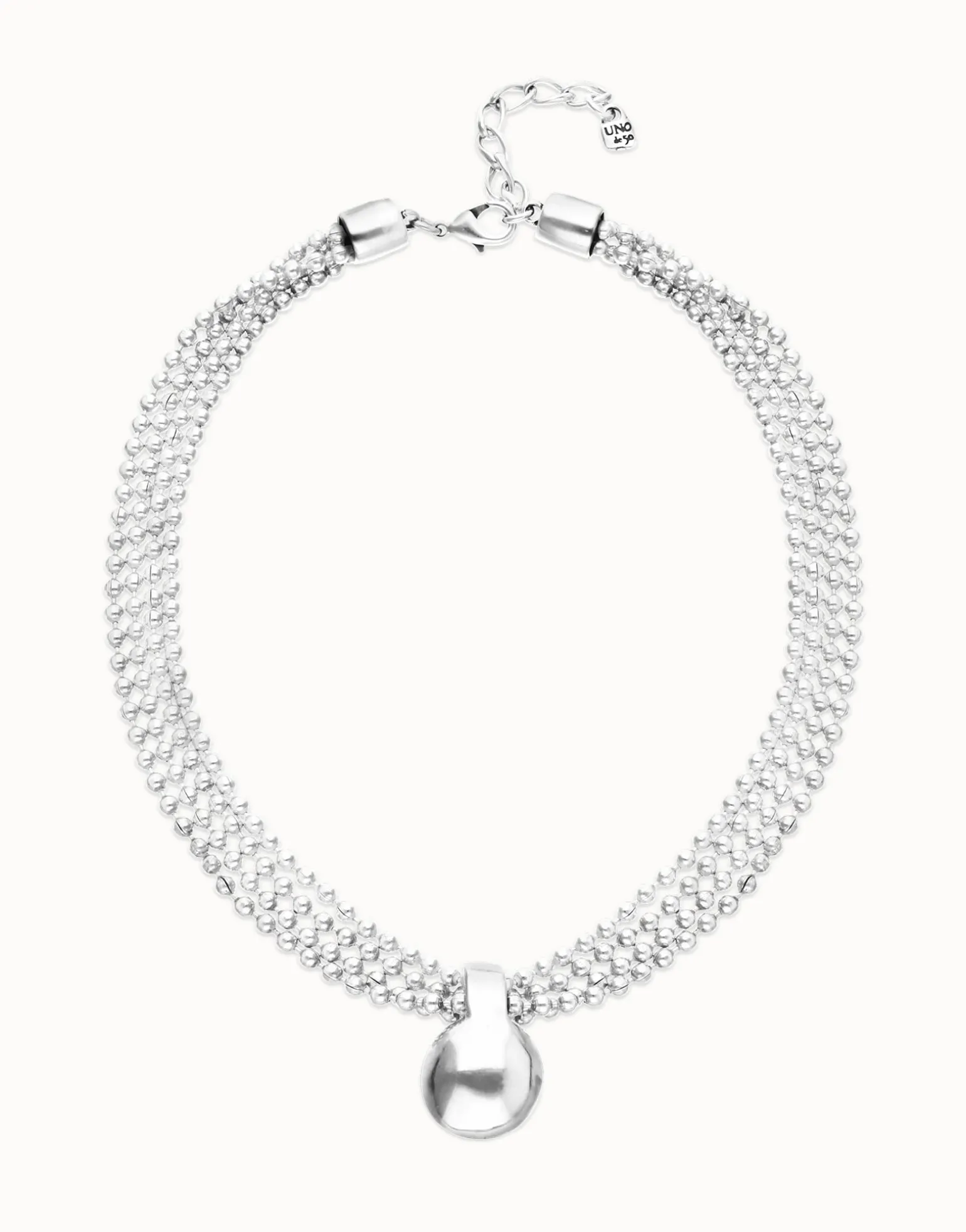 Collar con hilos plateados y esfera grande