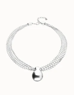 Collar con hilos plateados y esfera grande