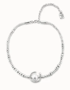 Collar corto bañado en plata de ley con perla para mujer