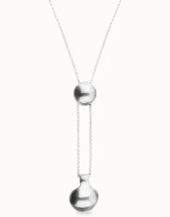 Collar de cadena bañada en plata de ley regulable con dos pesos