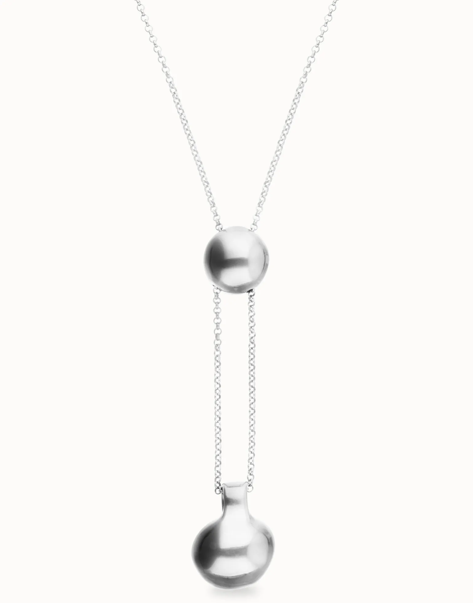 Collar de cadena bañada en plata de ley regulable con dos pesos
