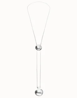 Collar de cadena bañada en plata de ley regulable con dos pesos