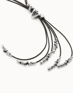 Collar de cuero bañado en plata de ley