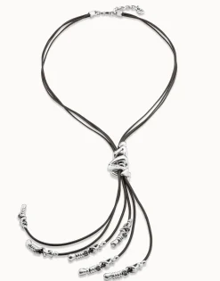 Collar de cuero bañado en plata de ley