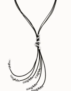Collar de cuero bañado en plata de ley