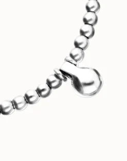 Collar de esferas medianas bañadas en plata de ley y esfera grande