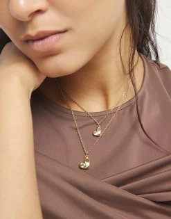 Collar doble bañado en oro 18k con dos corazones