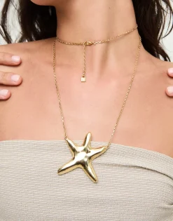 Collar largo bañado en oro con estrella de mar