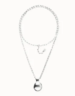 Collar largo bañado en plata de ley con esfera grande