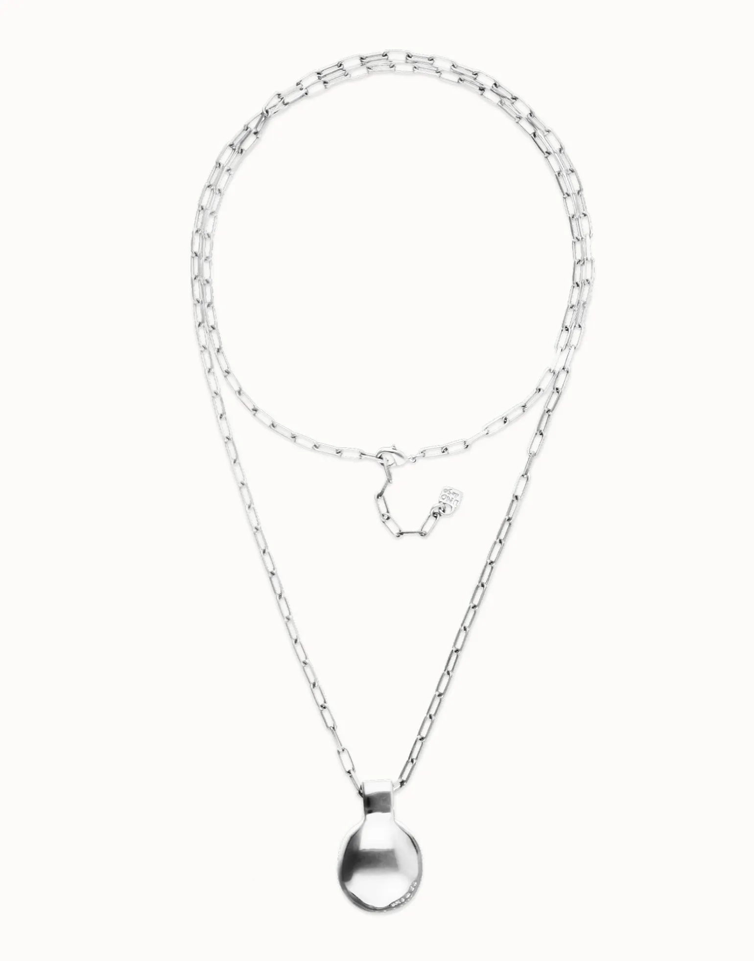 Collar largo bañado en plata de ley con esfera grande