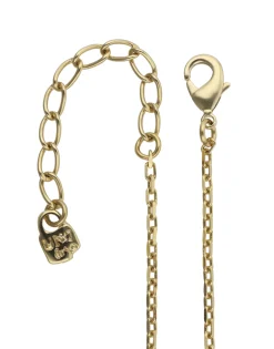 Collar largo con colgante bañado en oro 18k y cristal facetado rectangular azul