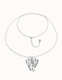 Collar largo en plata de ley y detalle de alas