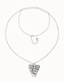 Collar largo en plata de ley y detalle de alas