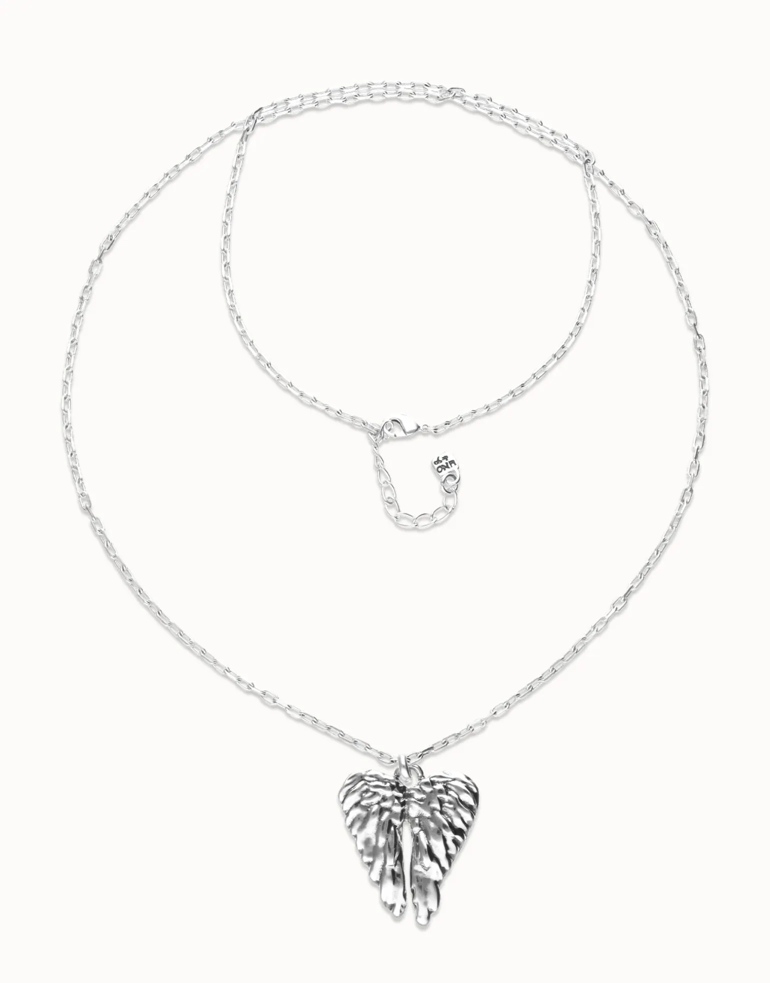 Collar largo en plata de ley y detalle de alas