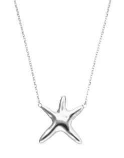 Collar medio bañado en plata con estrella de mar