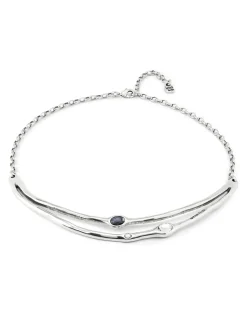 Collar rígido bañado en plata de ley con cristales