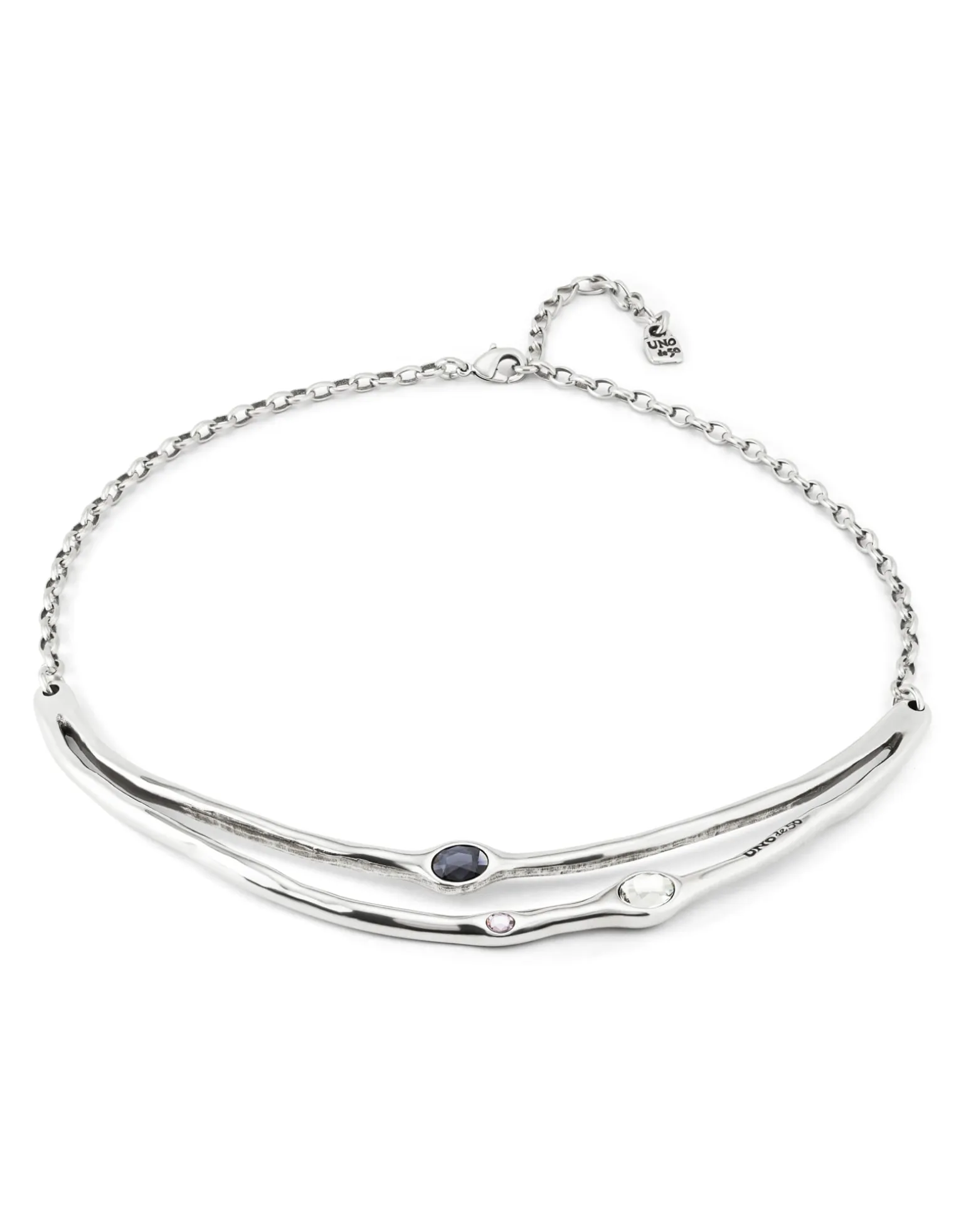 Collar rígido bañado en plata de ley con cristales