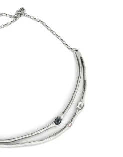 Collar rígido bañado en plata de ley con cristales