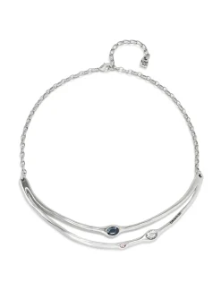 Collar rígido bañado en plata de ley con cristales
