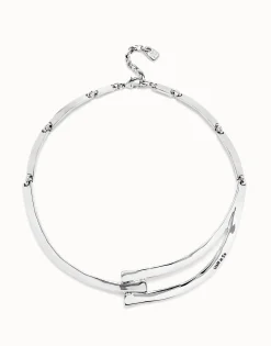 Collar rígido bañado en plata de ley y formas geométricas