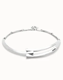 Collar rígido bañado en plata de ley y formas geométricas