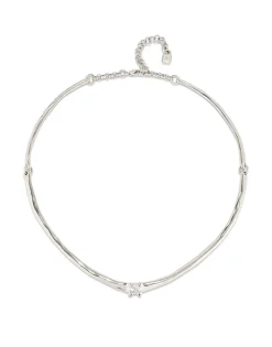 Collar rígido bañado en plata de ley y circonita blanca