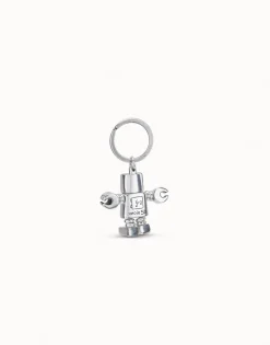 Llavero robot y logo grabado en plata de ley