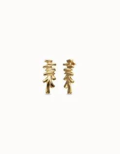 Pendientes alargados bañados en oro 18k y forma irregular