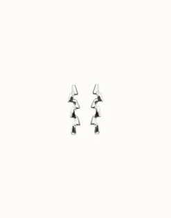 Pendientes alargados en zig-zag bañados en plata de ley