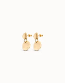 Pendientes articulados bañadoss en oro de 18k