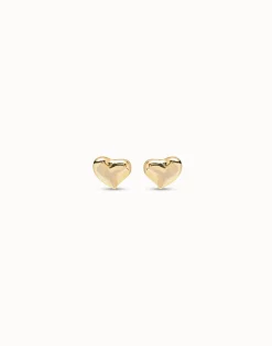 Pendientes bañados en oro de 18k con forma de corazón mediano