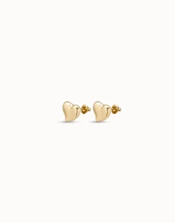 Pendientes bañados en oro de 18k con forma de corazón mediano