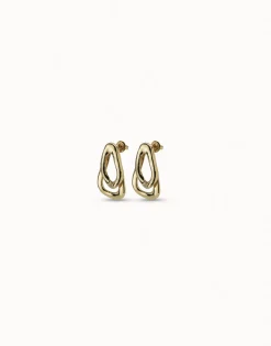 Pendientes bañados en oro de 18k con 2 eslabones superpuestos