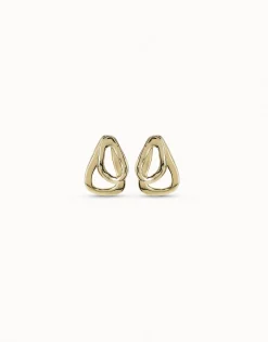 Pendientes bañados en oro de 18k con 2 eslabones superpuestos