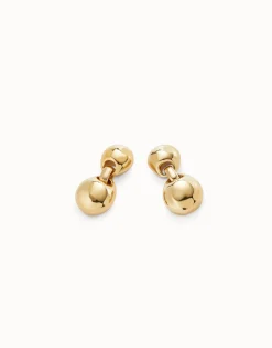 Pendientes bañados en oro 18k con bola con 2 bolas