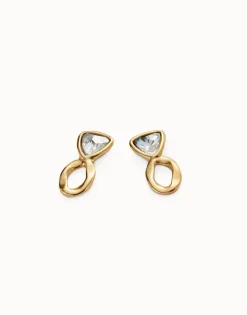 Pendientes bañados en oro 18k con cristales triangulares multicolor