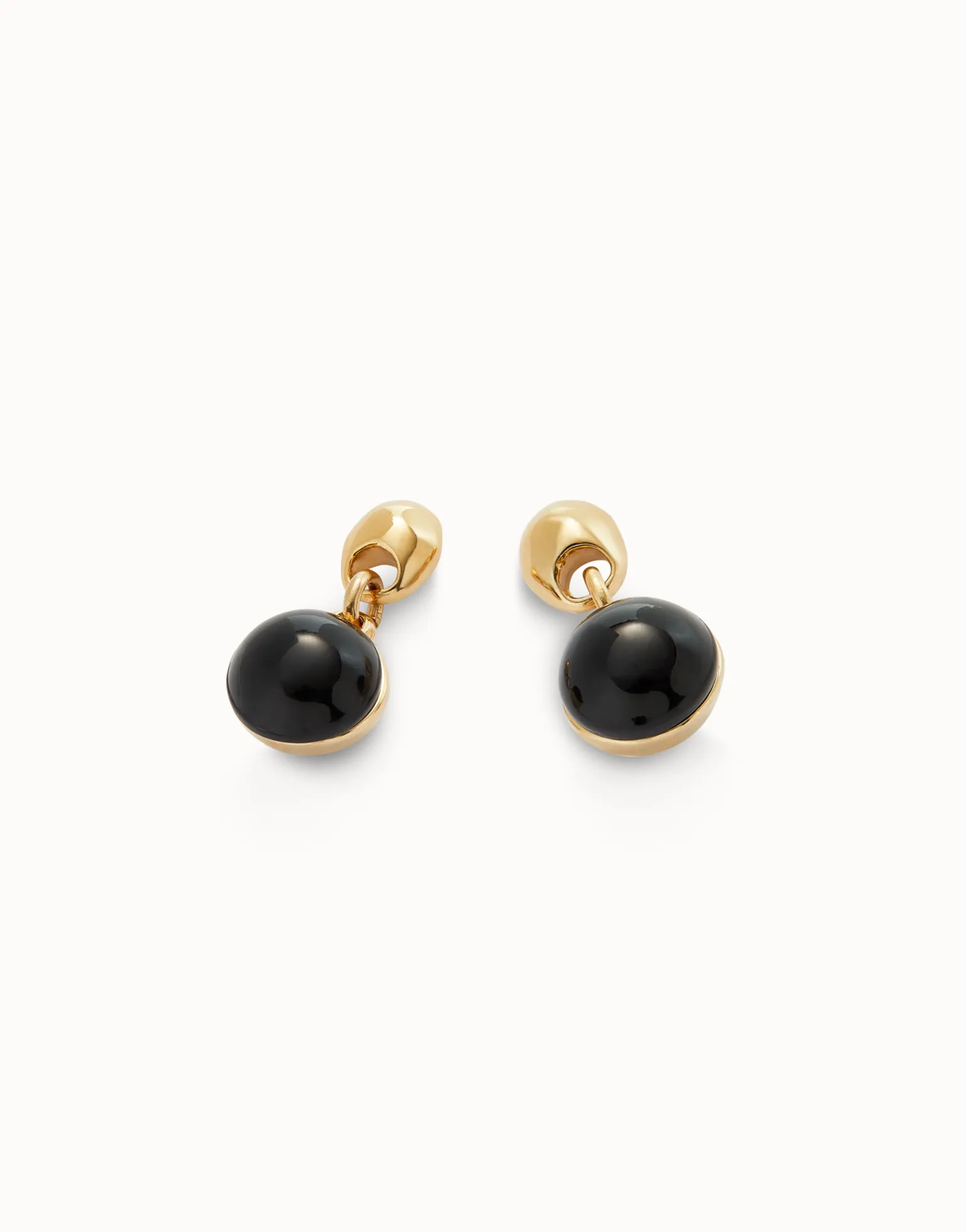 Pendientes bañados en oro 18k con dos bolas y cristal de murano