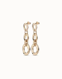 Pendientes bañados en oro 18K con 3 eslabones