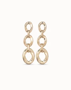 Pendientes bañados en oro 18K con 3 eslabones