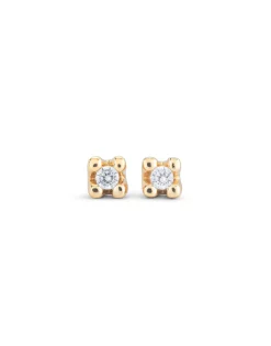 Pendientes bañados en plata de ley oro 18k con circonita blanca