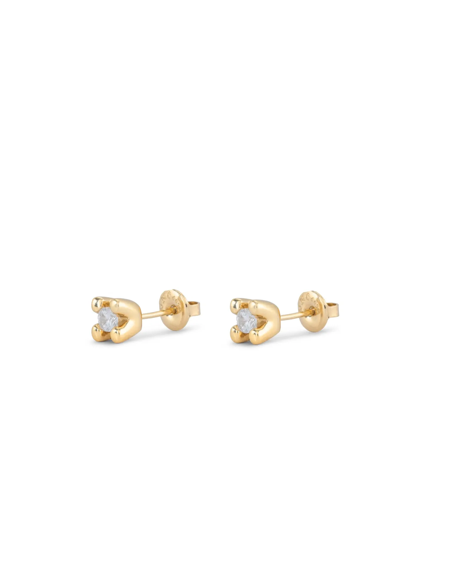Pendientes bañados en plata de ley oro 18k con circonita blanca