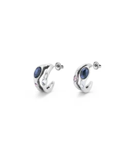 Pendientes bañados en plata de ley con cristal multicolor