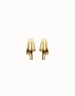 Pendientes con formas orgánicas alargadas bañados en oro 18k